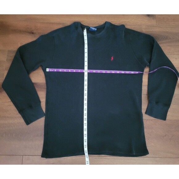 Polo Ralph Lauren Mens Black Waffle Knit Thermal Pullover Sleepwear Shirt Large - Picture 4 of 8